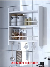 Resim Mutfak Rafı Terek Organizer Düzenleyici Baharatlık Kahve Köşe 