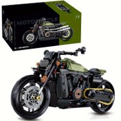 Resim 590 Parça Klasik Cruiser Motosiklet Bina Blokları Seti, 1:8 Ölçek Model, Koleksiyon Sürümü, Teknik Parça Tuğlaları, Orta Montaj, Ordu Yeşili, ABS Malzeme, İdeal Noel Doğum Günü Hediyesi 