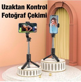 Resim Hoco K17 Bluetooth Uzaktan Kontrol Selfie Çubuğu Tripod ve Stand Siyah 