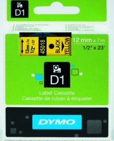 Resim Dymo D1 Şerit Standart 12 MMx7 M Sarı Üzerine Siyah 45018 S07205 
