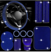 Resim Geeksen "11 Parça Kristalli Araç İç Aksesuar Seti - Direksiyon Kılıfı, Vites Kolu Kapağı Ve Daha Fazlası" 