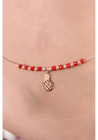 Resim Kırmızı Renk Miyuki Taşlı Ananas Figürlü Metal Hal Hal Çok Renkli 