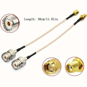 Resim 1 adet Elektronik El Tipi Anten Kablosu SMA Erkek ve UHF SMA Erkekten UHF SMA Dişi Bağlantı Noktasına, Uzunluk 30cm 