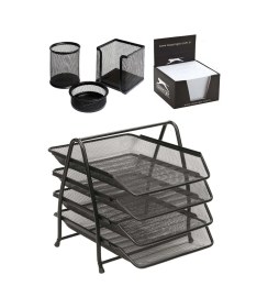 Resim Evrak Rafı Metal 4'lü Mekanizma Perfore 3'lü Set Ve Zımba Makinası Ergonomik Tasarım Kaneks Diğer 
