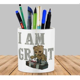 Resim I Am Groot Kaktüs Sukulent Saksı Kalemlik 
