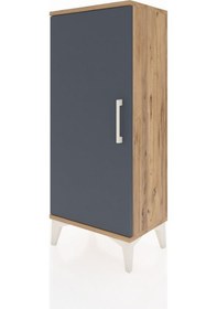 Resim Arges Komodin 2 Raflı Tek Kapaklı 44x30x106 Çam-antrasit Atlas Çam 