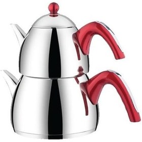 Resim Kahramanlar Turkuaz Mini Boy Çelik Çaydanlık Takımı-Kırmızı 