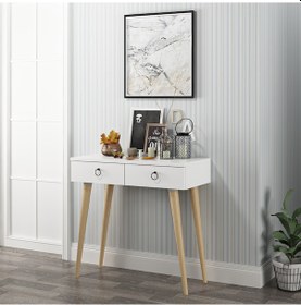 Resim Dekorosso Arden Ahşap Ayaklı Modern Dekoratif Dresuar Beyaz 72cm 