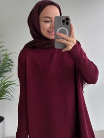 Resim Ka Hijab Mira Merserize Tesettür Tunik - Bordo 
