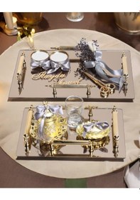 Resim Reverence Gold 4 Kulplu Söz Tepsisi Ve Damat Kahve Fincanı Gri Gri 