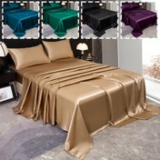 Resim Lüks Işık Lüks Yatak Çarşafı Yastık Kılıfı Seti 3 parça [1 Yatak Çarşafı + 2 Yastık Kılıfı (Çekirdek Yok)] 80g Saten Kumaş Saten Malzeme Makinede Yıkanabilir Pürüzsüz ve Nefes Alabilir Toplumsal Yatak Odası Temel Yatak Takımı Cadılar Bayramı Hediyeleri 