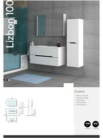 Resim Evros Lizbon 100 Cm Banyo Dolab Bej - Beyaz 