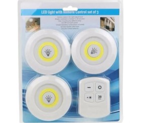 Resim Chermik Uzaktan Kumandalı 3 Lü Spot LED Lamba Kablosuz Pilli Işıldak 