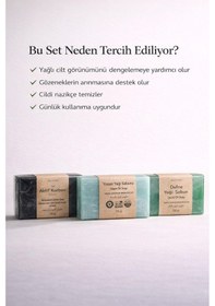 Resim Derin Arındırıcı Ve Gözenek Sıkılaştırıcı Doğal 3 Lü Doğal Sabun Seti Defne 