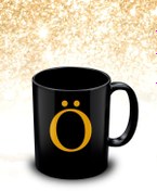 Resim yhfoto Ö Harfli Siyah Kupa Bardak - Letter Ö Black Mug - Cup 