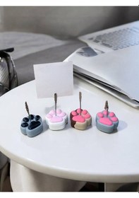 Resim Pembe Sevimli Kedi Patileri Fotoğraf Not Tutacak Seti 4lü Pati Ofis Masası Hediyelik Renkli 