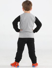 Resim Casabony Super Star Erkek Çocuk Jogger + T-Shirt Takım-Siyah-Gri Siyah - Gri 
