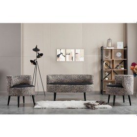 Resim Azra Mobilya Sydney Çay Seti Koltuk Takımı - Cafe, Ofis, Balkon, Kafe, Bahçe, Ofis, Salon Mobilyası Leopar Siyah 
