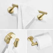 Resim Sanlindou 3-Piece Setbhed Altın Banyo Donanım Seti Robe Kanca Tek Havlu Bar Kağıt Tutucu Siyah Banyo Aksesuarları Paslanmaz Çelik | Banyo Donanım Setleri (Yurt Dışından) 