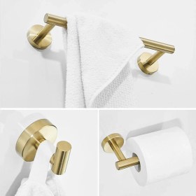 Resim Sanlindou 3-Piece Setbhed Altın Banyo Donanım Seti Robe Kanca Tek Havlu Bar Kağıt Tutucu Siyah Banyo Aksesuarları Paslanmaz Çelik | Banyo Donanım Setleri (Yurt Dışından) 