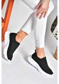 Resim Fox Shoes P239503304 Siyah/Beyaz Triko Kumaş Kadın Spor Ayakkabı Sneakers Siyah - Beyaz 