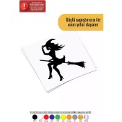 Resim Halloween Cadısı Sticker Oto Motor Laptop Duvar Folyo Sticker 25X25 cm 