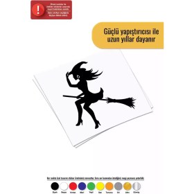 Resim Halloween Cadısı Sticker Oto Motor Laptop Duvar Folyo Sticker 25X25 cm 