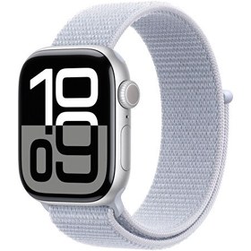 Resim Apple Watch Series 10 GPS 42mm Gümüş Alüminyum Kasa ve Bulut Mavisi Spor Loop Apple