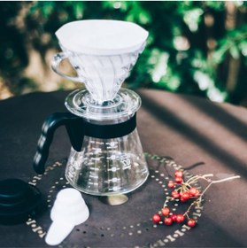 Resim markentegra Şeffaf Kahve Demleme Seti - V60, Akrilonitril Stirenden Üretilmiş 