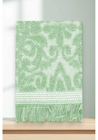 Resim 2 Parça Jakarlı Banyo Havlu Takımı %100 Pamuklu 90x150 Cm Arden Yeşil Çok Renkli 