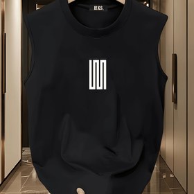 Resim Erkekler için Ağır Hafif Pamuk Tank Top - Bol Kesim, Kolsuz, Geometrik Baskı, Rahat Yaz Giyimi, Spor Salonu, Spor ve Rahat Giyim için Nefes Alabilir ve Rahat, Günlük Giyim | Rahat Kesim Üst | Pamuk Kumaş 