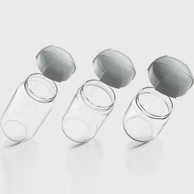 Resim Renga Rhea Gri Kapaklı 3 Boy Cam Kavanoz Seti 131010 Gri 