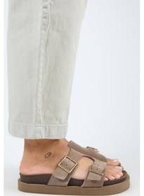 Resim Manijero Jimena Mnr.012.01 Kadın Vizon Kalın Taban Günlük Hakiki Deri Terlik Vizon 