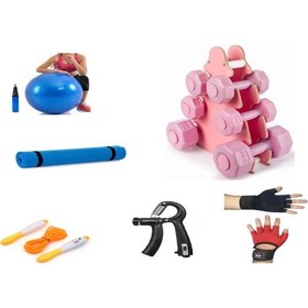 Resim Psspor 3 Set Pembe Renk Dambıl 1kg-2kg-3kg + Stand + 5'li Set 