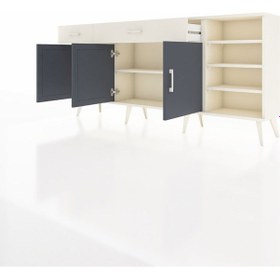 Resim Arges Konsol 5 Raflı 2 Çekmeceli 3 Kapaklı 176x30x83 Aytaşı-antrasit/aytaşı Antrasit/aytaşı 