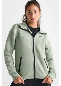 Resim Nike Sportswear Tech Fleece Full Zip Hoodie Dark Heather Black Kadın Kapüşonlu Sweatshirt Su Yeşili Yeşil 