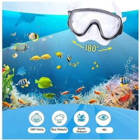 Resim Dalış Maskesi Yetişkin Deniz Havuz Yüzücü Gözlüğü Buğu Önleyici 