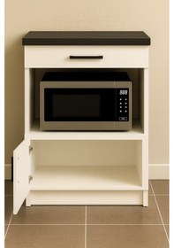 Resim Dora Çok Amaçlı Dolap - Mikrodalga - Erzak - Mutfak - Kiler Dolabı - 60 Cm Beyaz - Antrasit 