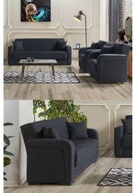 Resim Roma Çekyatlı Koltuk Takımı 3 3 1 1 Antrasit 