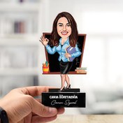 Resim Kişiye Özel Mükemmel Öğretmenim Karikatürlü Biblo 
