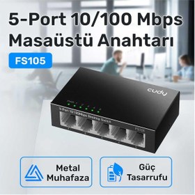 Resim Cudy Fs105 5port 10/100mbps Duvar Montajlı Metal Masaüstü Switch 