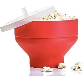 Resim 1 adet Silikon Patlamış Mısır Makinesi Mikrodalga Patlamış Mısır Kovası Katlanabilir Silikon Patlamış Mısır Kovası Top Kase Noel Hediyesi 