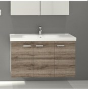 Resim Turkuaz Frame Etajerli Lavabo 100X45Cm Ve Terra Banyo Dolabı-Aliz 