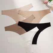 Resim 5'li Kadın Külot Seti Siyah ve Beyaz Ten Rengi Dikişsiz Seksi Bikini Rahat Yumuşak Üçgen Külotlar 