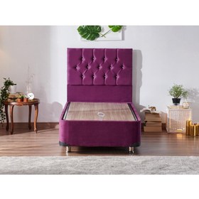 Resim Niron Violet Baza ve Başlık Seti - 90X200 cm Tek Kişilik Sandıklı Mor Kumaş Baza ve Başlığı 