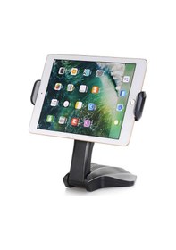 Resim Apple Uyumlu iPad Samsung Üniversal Masaüstü Tablet Standı 360° Ayarlanabilir Siyah 