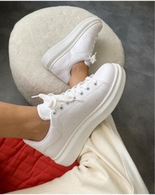 Resim Beyaz - Günlük Spor Ayakkabı Bağcıklı Yüksek Tabanlı Klasik Erkek Sneaker 