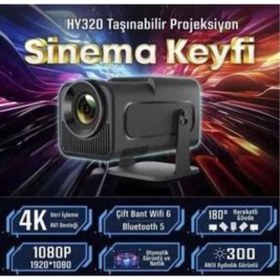 Resim 4K Vizyon Cnstech Hy 320 Mini Kablosuz Baglanti Smart Projeksiyon Cihazi 