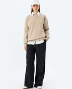 Resim Üç İplik Şardonlu Uzun Kollu Bisiklet Yaka Basic Sweatshirt 