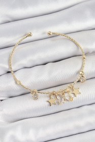 Resim Clariss Pirinç Zirkon Taşlı Kelebek Ve Yıldız Model Gold Renk Charm Bileklik 